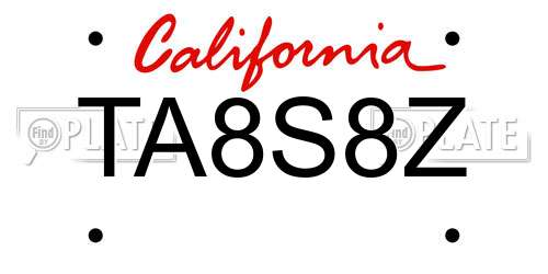 TA8S8Z California License Plate