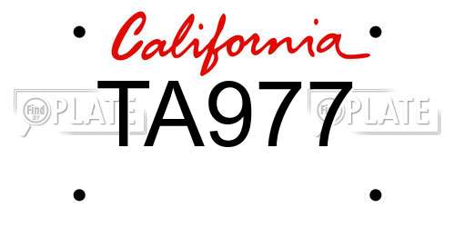 TA977 California License Plate