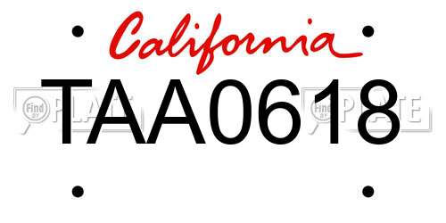 TAA0618 California License Plate