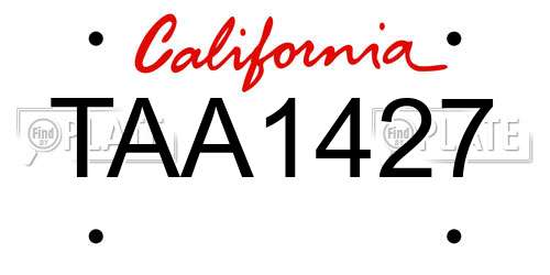 TAA1427 California License Plate