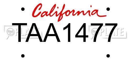TAA1477 California License Plate