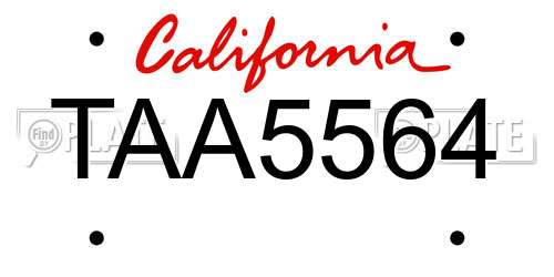 TAA5564 California License Plate