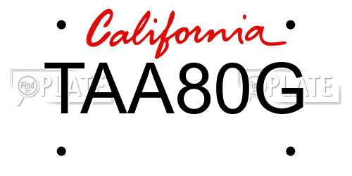 TAA80G California License Plate