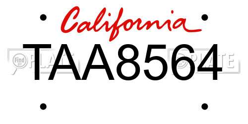 TAA8564 California License Plate