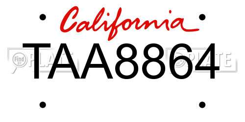 TAA8864 California License Plate