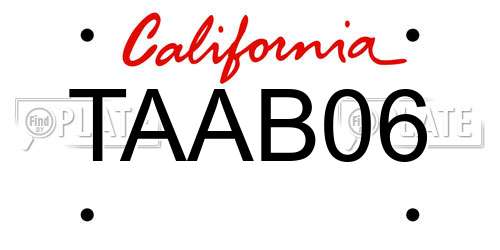 TAAB06 California License Plate