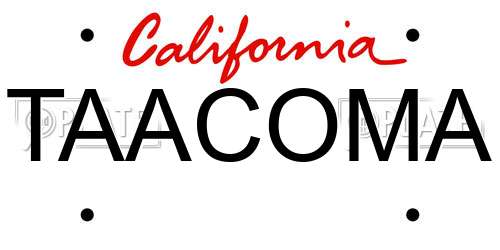 TAACOMA California License Plate