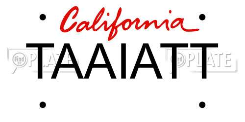 TAAIATT California License Plate