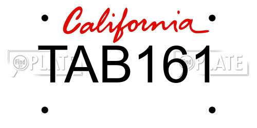 TAB161 California License Plate