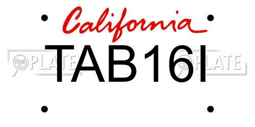 TAB16I California License Plate