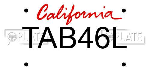 TAB46L California License Plate