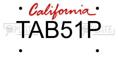 TAB51P California License Plate