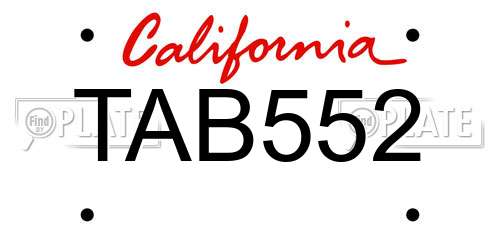 TAB552 California License Plate