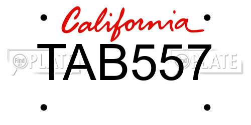 TAB557 California License Plate