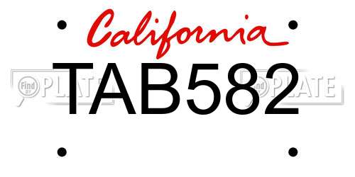 TAB582 California License Plate