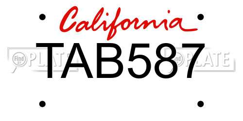 TAB587 California License Plate