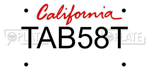 TAB58T California License Plate