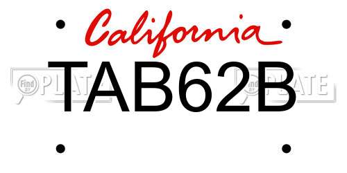 TAB62B California License Plate
