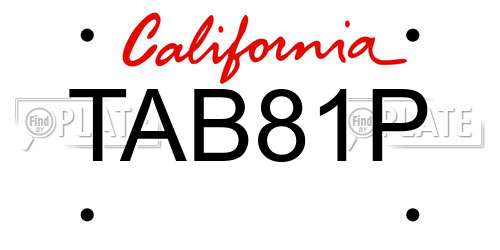 TAB81P California License Plate