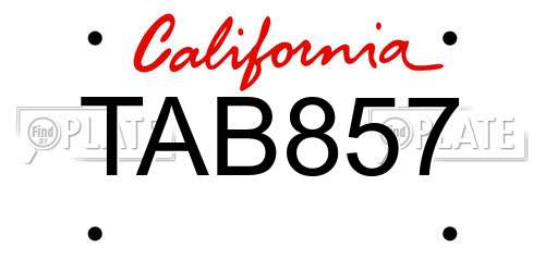 TAB857 California License Plate