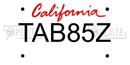 TAB85Z California License Plate