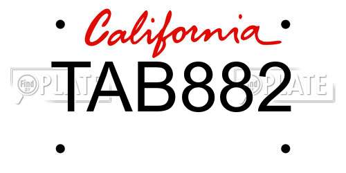 TAB882 California License Plate