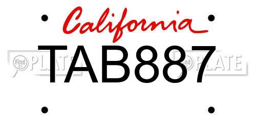 TAB887 California License Plate