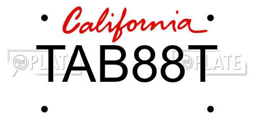 TAB88T California License Plate