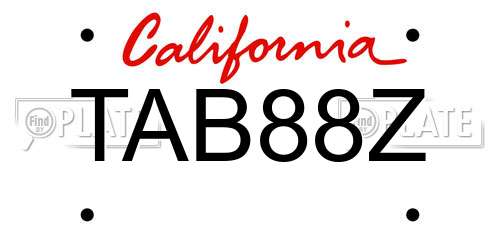 TAB88Z California License Plate