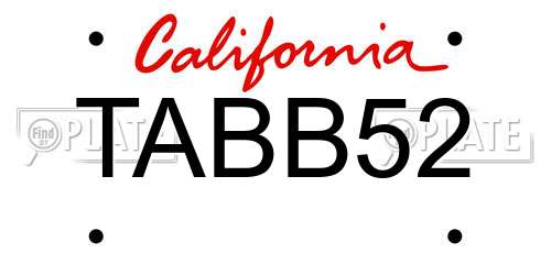 TABB52 California License Plate