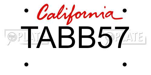 TABB57 California License Plate