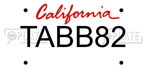 TABB82 California License Plate
