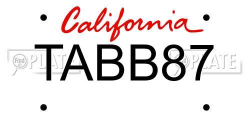 TABB87 California License Plate