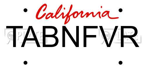 TABNFVR California License Plate