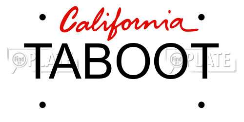 TABOOT California License Plate