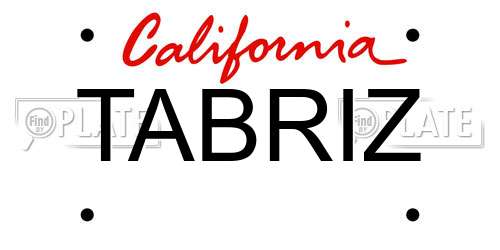 TABRIZ California License Plate