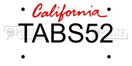 TABS52 California License Plate