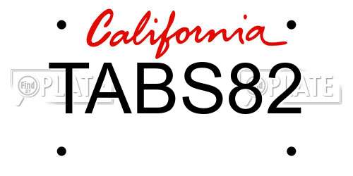 TABS82 California License Plate
