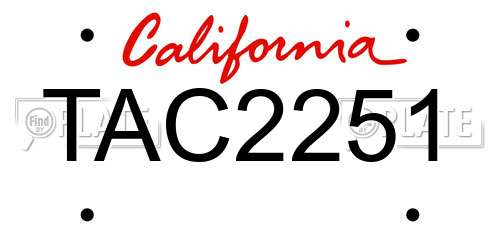 TAC2251 California License Plate