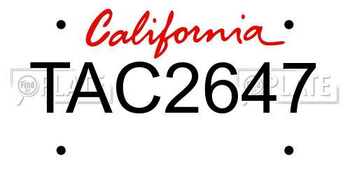 TAC2647 California License Plate