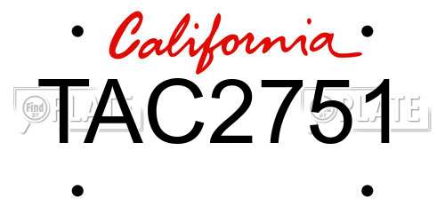 TAC2751 California License Plate