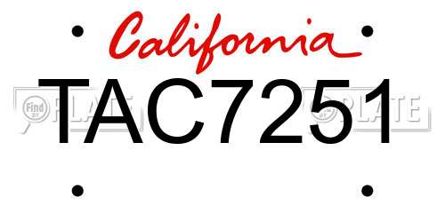 TAC7251 California License Plate