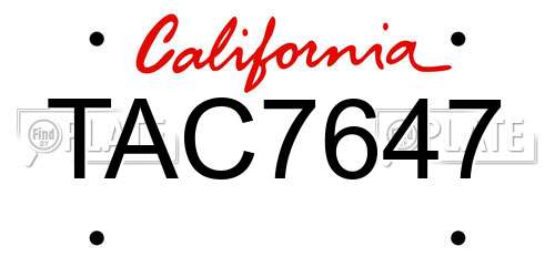 TAC7647 California License Plate