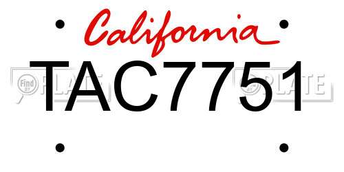 TAC7751 California License Plate