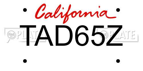 TAD65Z California License Plate