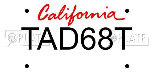 TAD68T California License Plate