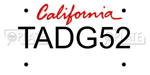 TADG52 California License Plate
