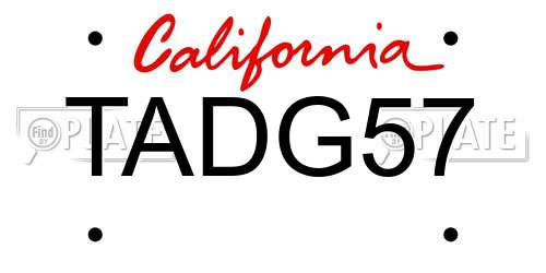 TADG57 California License Plate