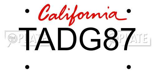 TADG87 California License Plate