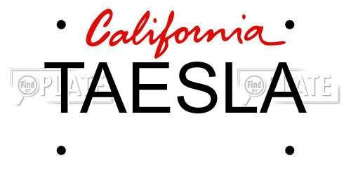 TAESLA California License Plate